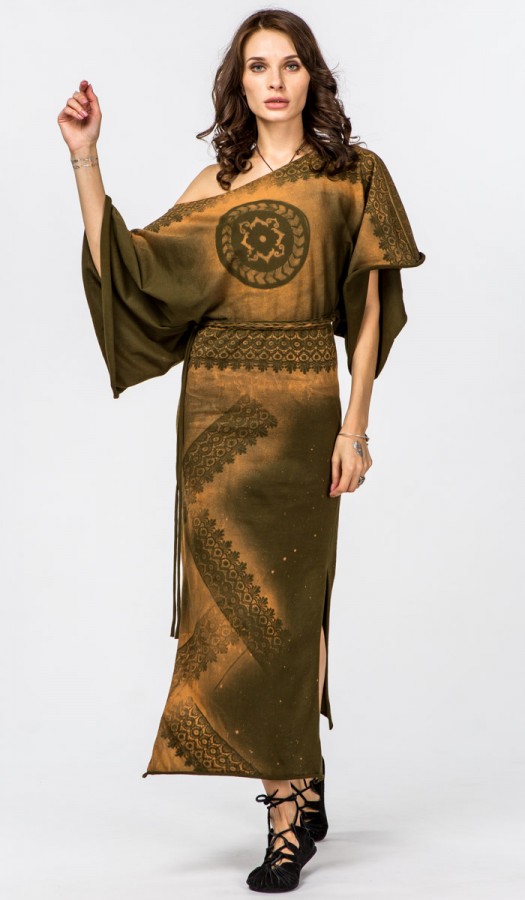 Длинное этническое платье