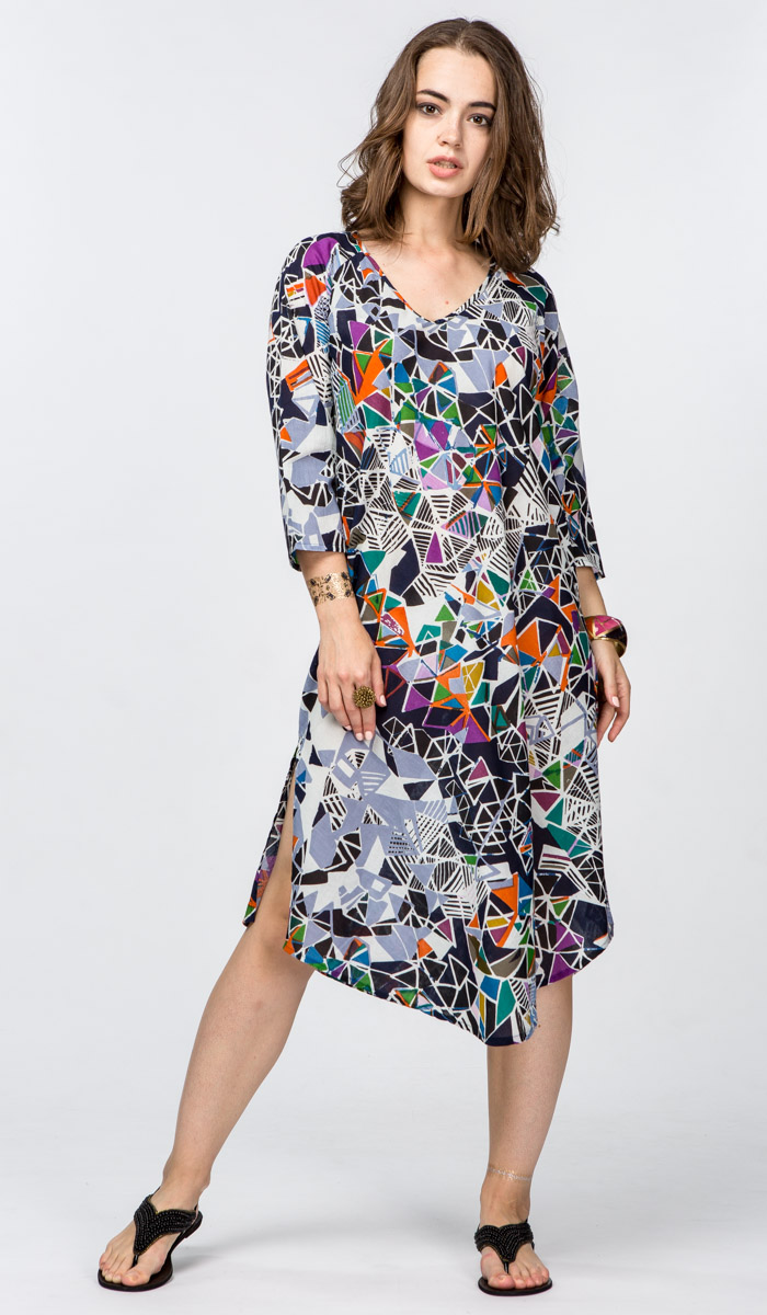 Разноцветное яркое платье