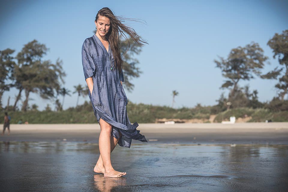 Синее авторское платье