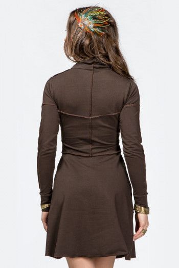 Коричневое платье миди