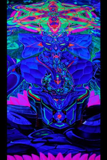 Флуоресцентный психоделический гобелен «Cyber Ganesh»