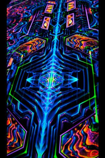 Флуоресцентное фрактальное полотно «Exo Molecular Mind»