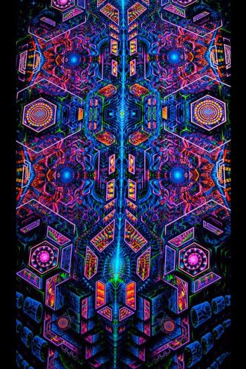 Флуоресцентное фрактальное полотно «Exo Molecular Mind»