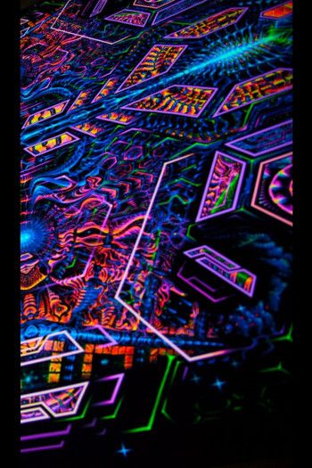 Флуоресцентное фрактальное полотно «Exo Molecular Mind»