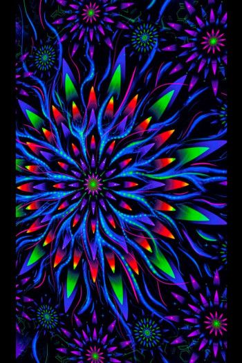 Флуоресцентное квадратное полотно «Flower of Space Energy»