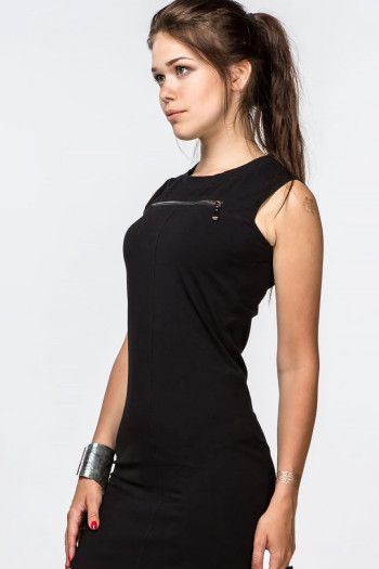 Черное платье с молнией Калипсо