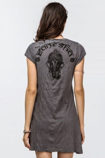 Хлопковое платье с этно принтом Ганеш «Уграсена»