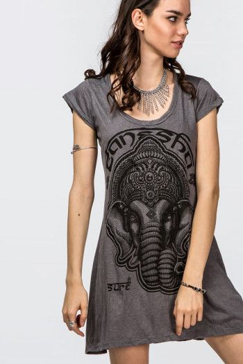 Хлопковое платье с этно принтом Ганеш «Уграсена»