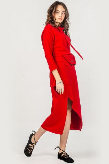 Красное бохо платье Колумп