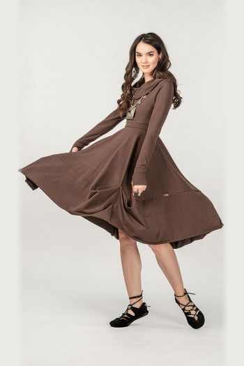 Коричневое женское платье Тетра