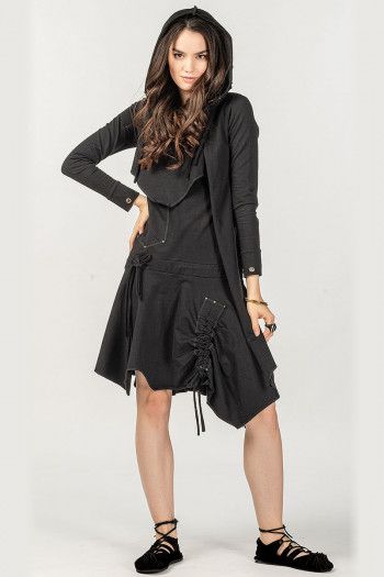 Черное женское бохо платье Ходо