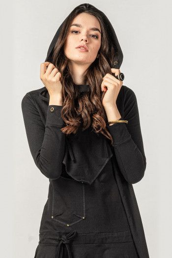 Черное женское бохо платье Ходо