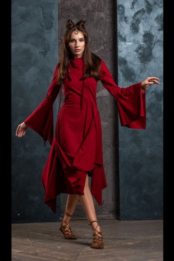 Красное бохо платье Аистник