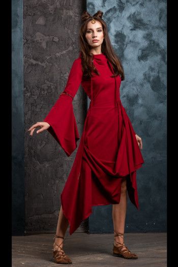 Красное бохо платье Аистник