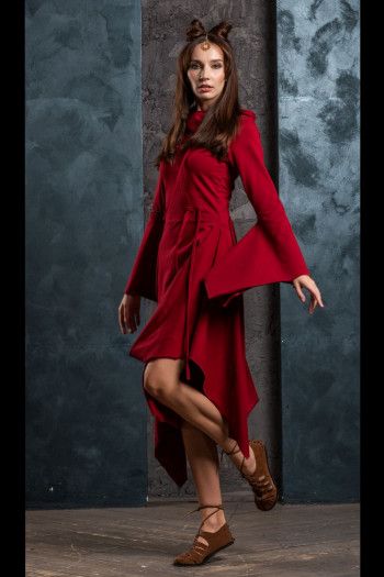 Красное бохо платье Аистник