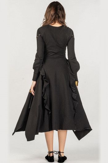 Черное бохо платье Акито
