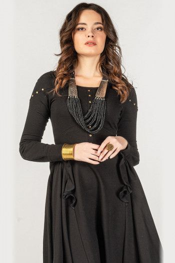 Черное бохо платье Акито