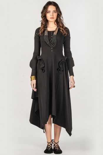 Черное бохо платье Акито