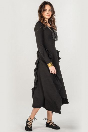 Черное бохо платье Акито