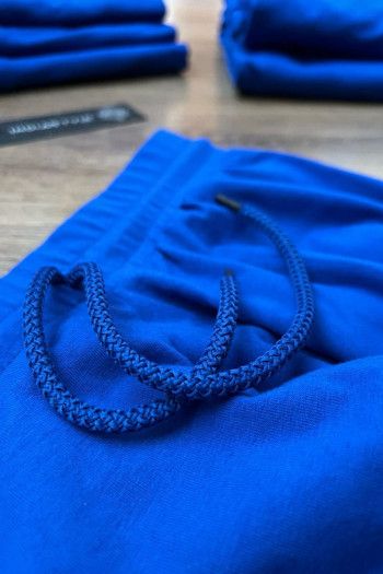 Синие трикотажные штаны для йоги и спорта из хлопка «Тландианта»