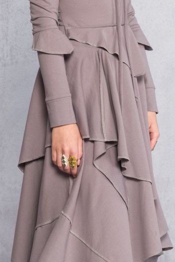 Серое бохо платье Хильда