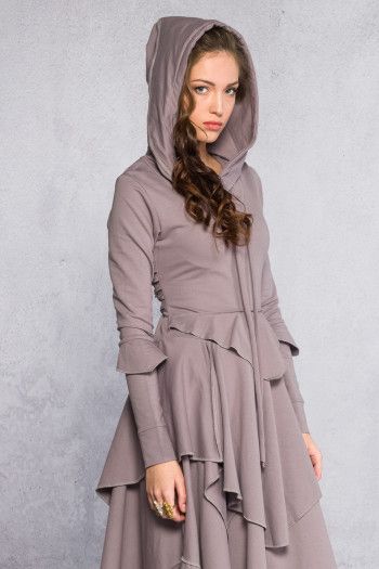 Серое бохо платье Хильда