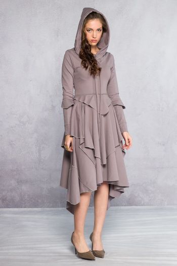 Серое бохо платье Хильда
