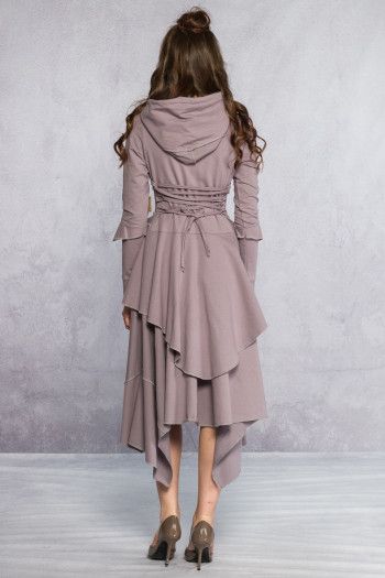 Серое бохо платье Хильда