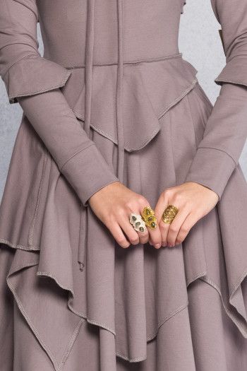 Серое бохо платье Хильда