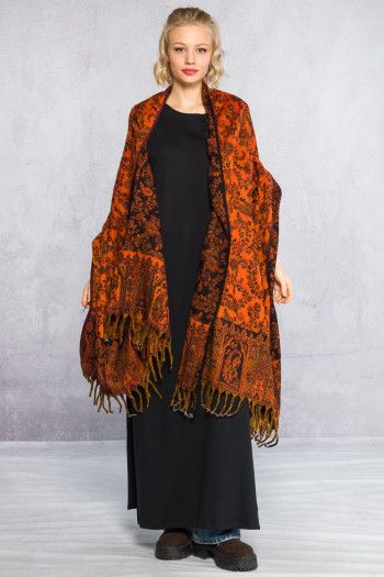 Теплый палантин с бахромой Сурат