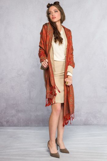 Лёгкий кашемировый платок с этническим онаментом