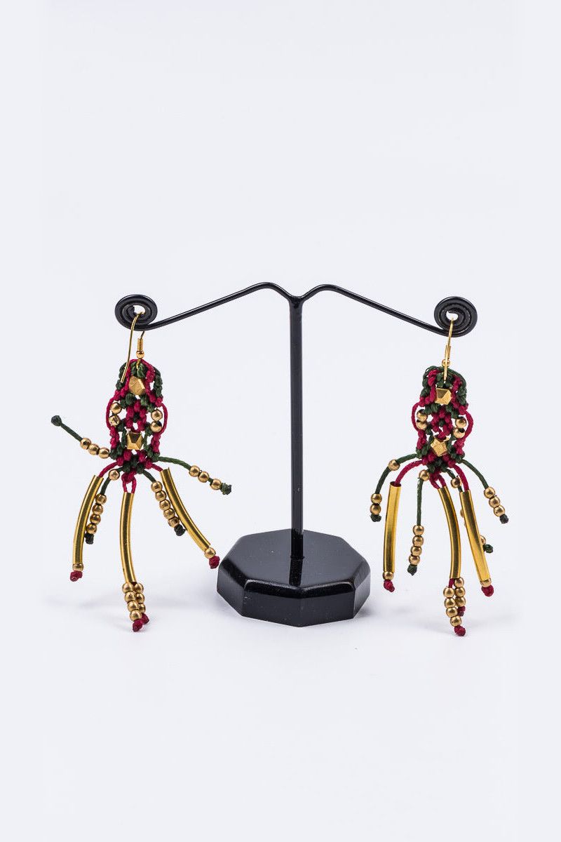 Серьги плетеные Осьминог