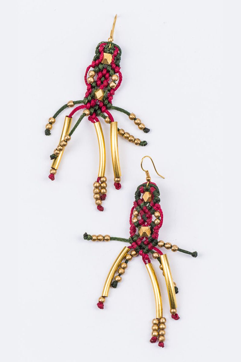 Серьги плетеные Осьминог