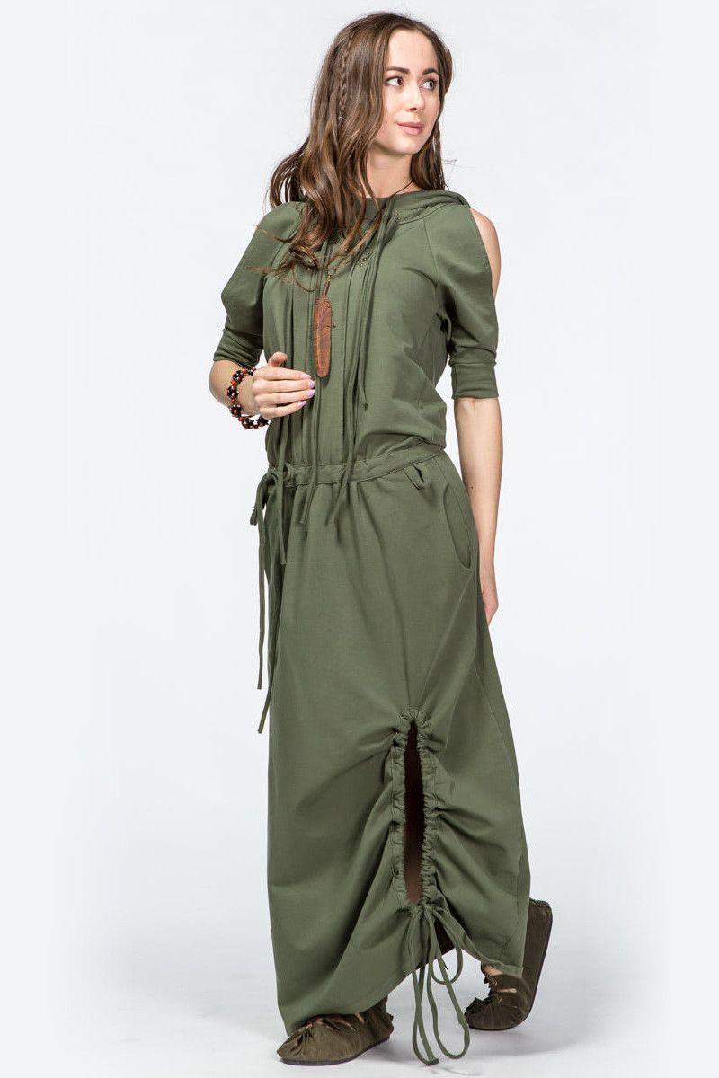 Авторское платье с капюшоном Энель