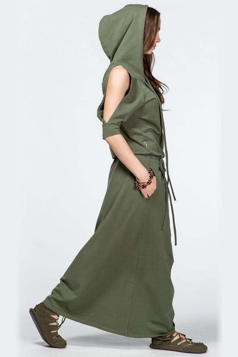 Авторское платье с капюшоном Энель