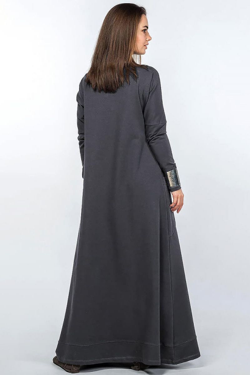 Серое зимнее платье Летучая мышь