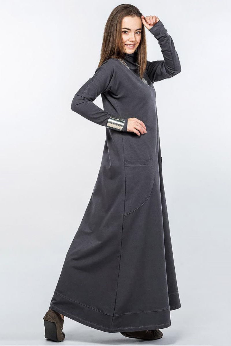 Серое зимнее платье Летучая мышь