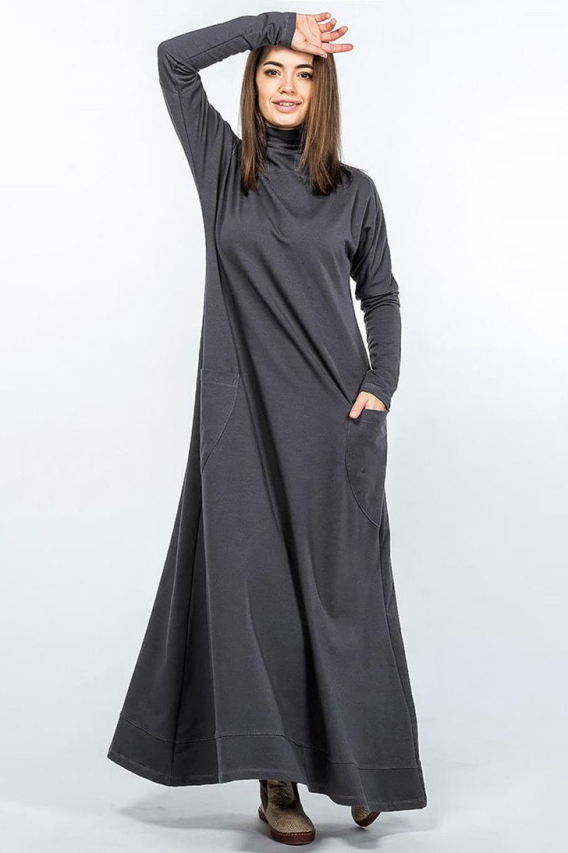 Серое зимнее платье Летучая мышь