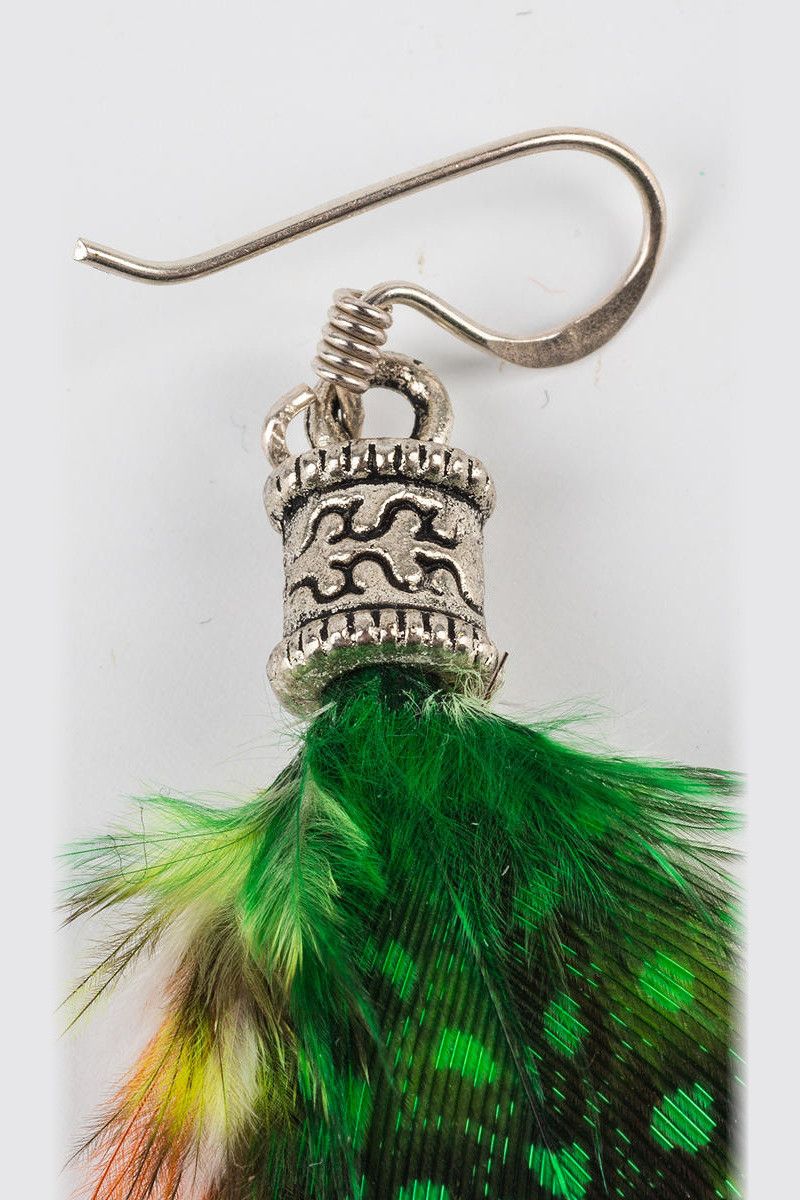 Серьга перьевая Хамелеон