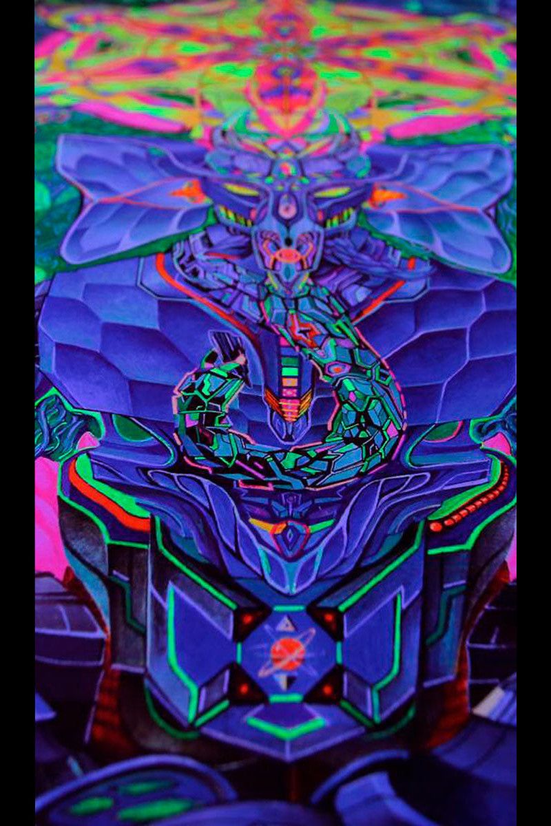 Флуоресцентный психоделический гобелен «Cyber Ganesh»