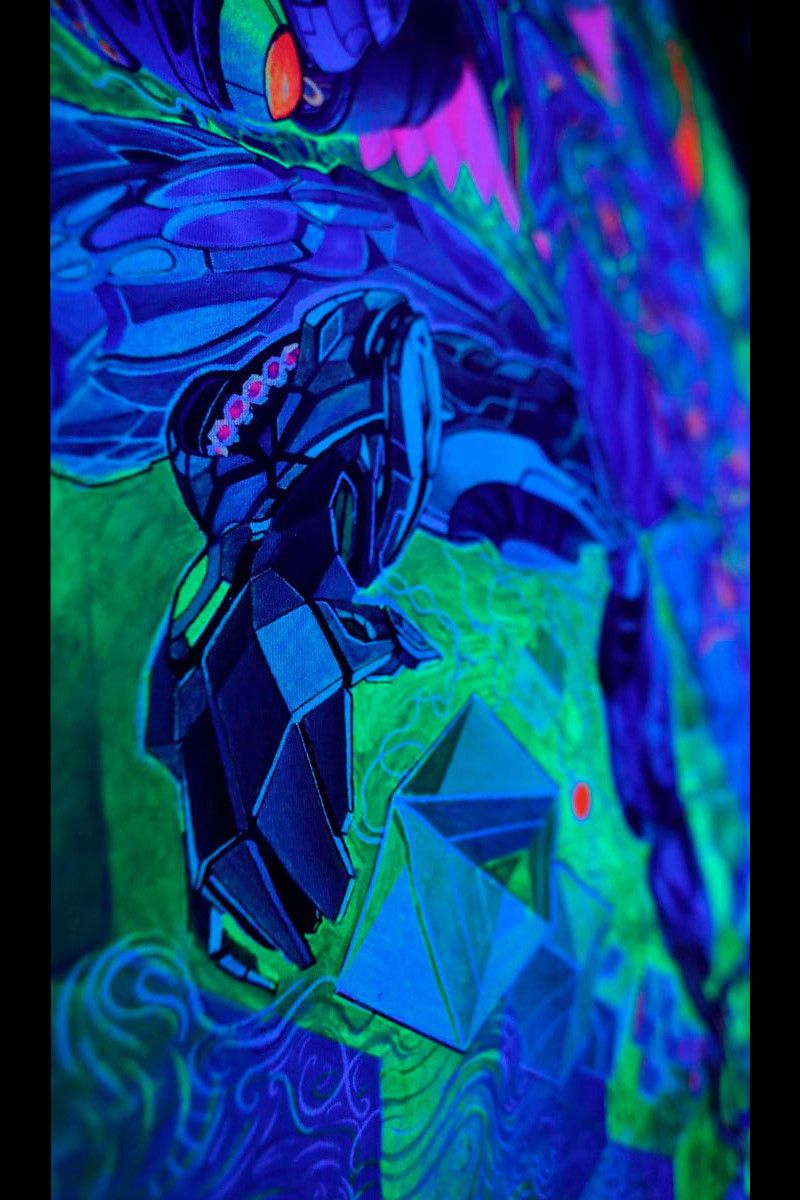 Флуоресцентный психоделический гобелен «Cyber Ganesh»