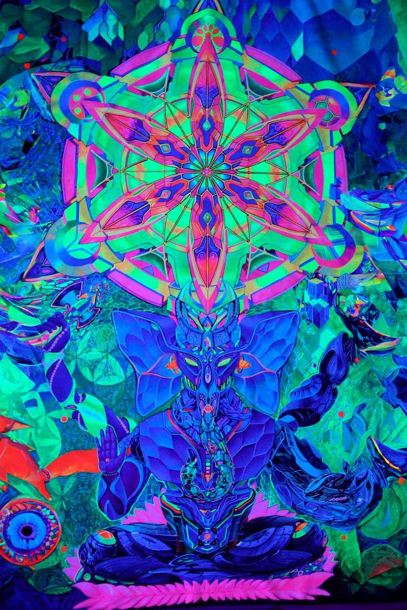 Флуоресцентный психоделический гобелен «Cyber Ganesh»