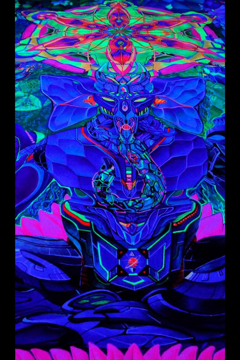 Флуоресцентный психоделический гобелен «Cyber Ganesh»