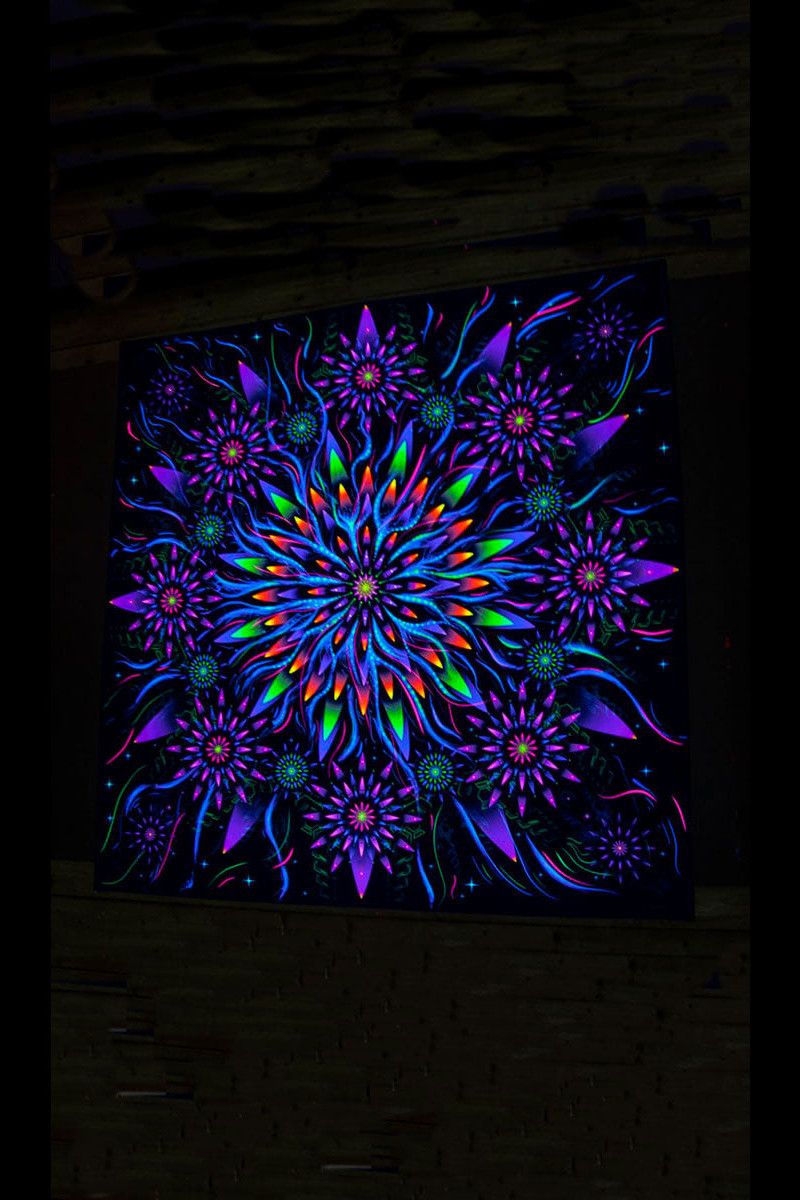 Флуоресцентное квадратное полотно «Flower of Space Energy»