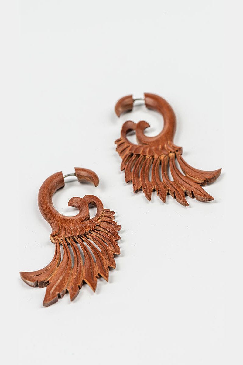 Деревянные серьги крылья Таларии