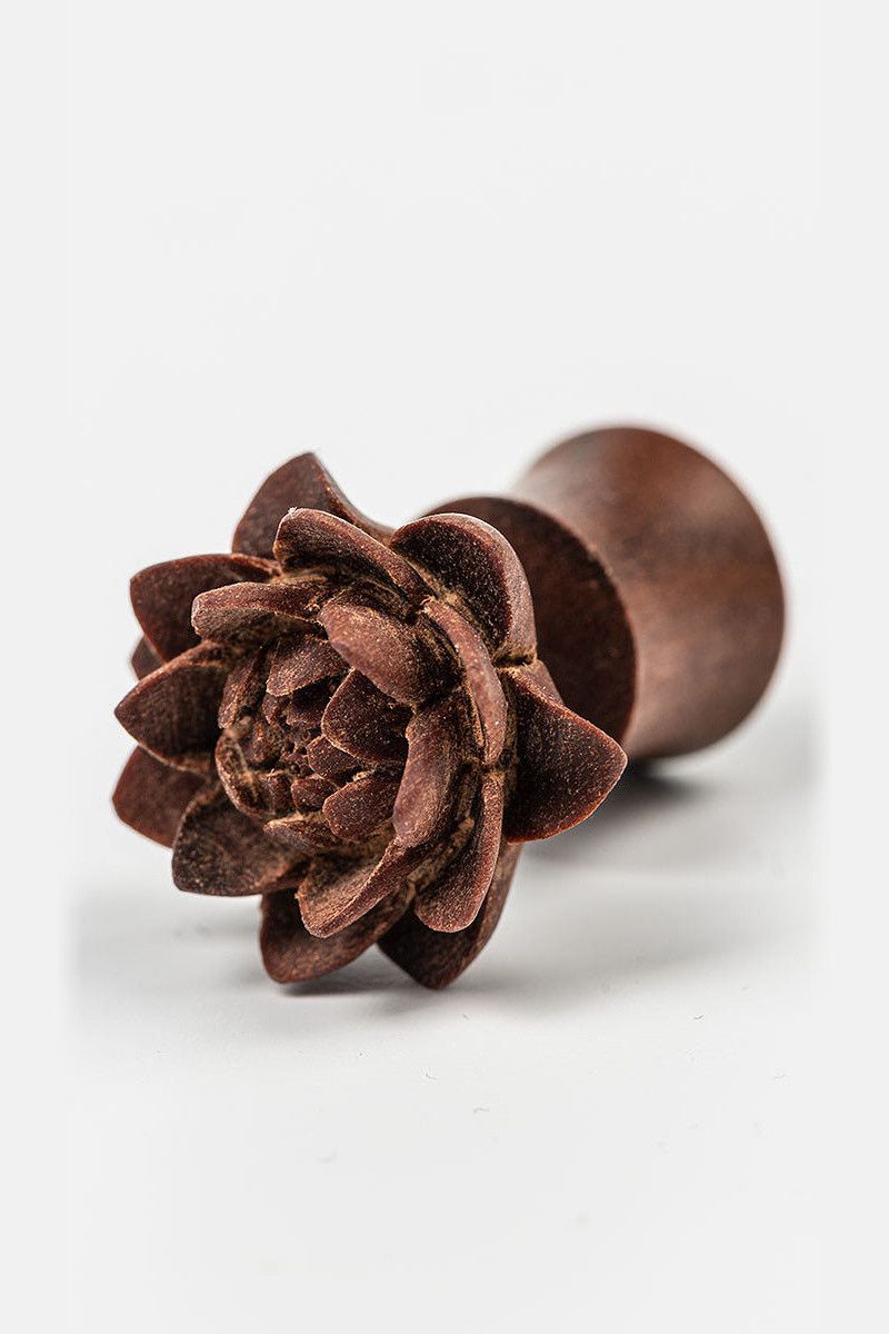 Деревянные серьги Лотосы