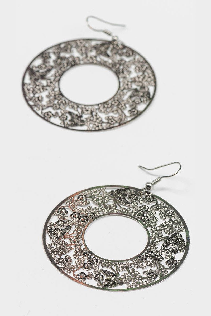 Круглые серебристые серьги Цианотис