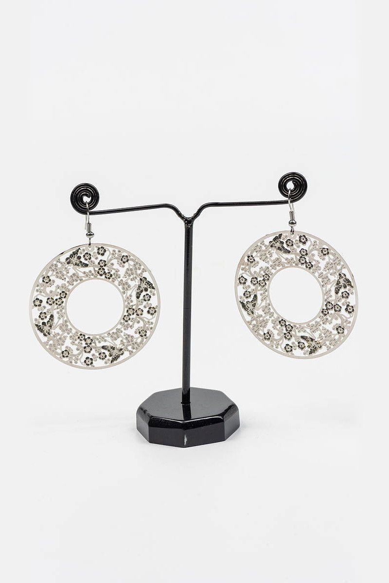 Круглые серебристые серьги Цианотис