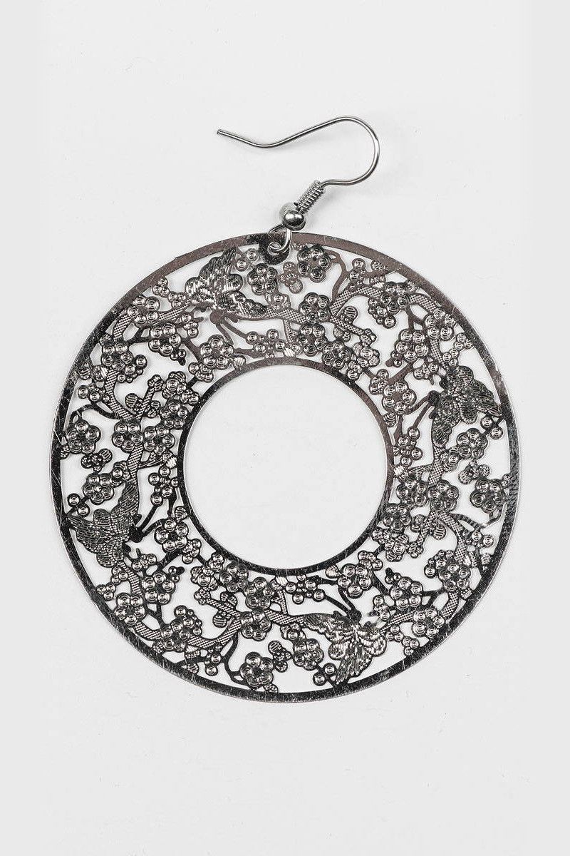 Круглые серебристые серьги Цианотис