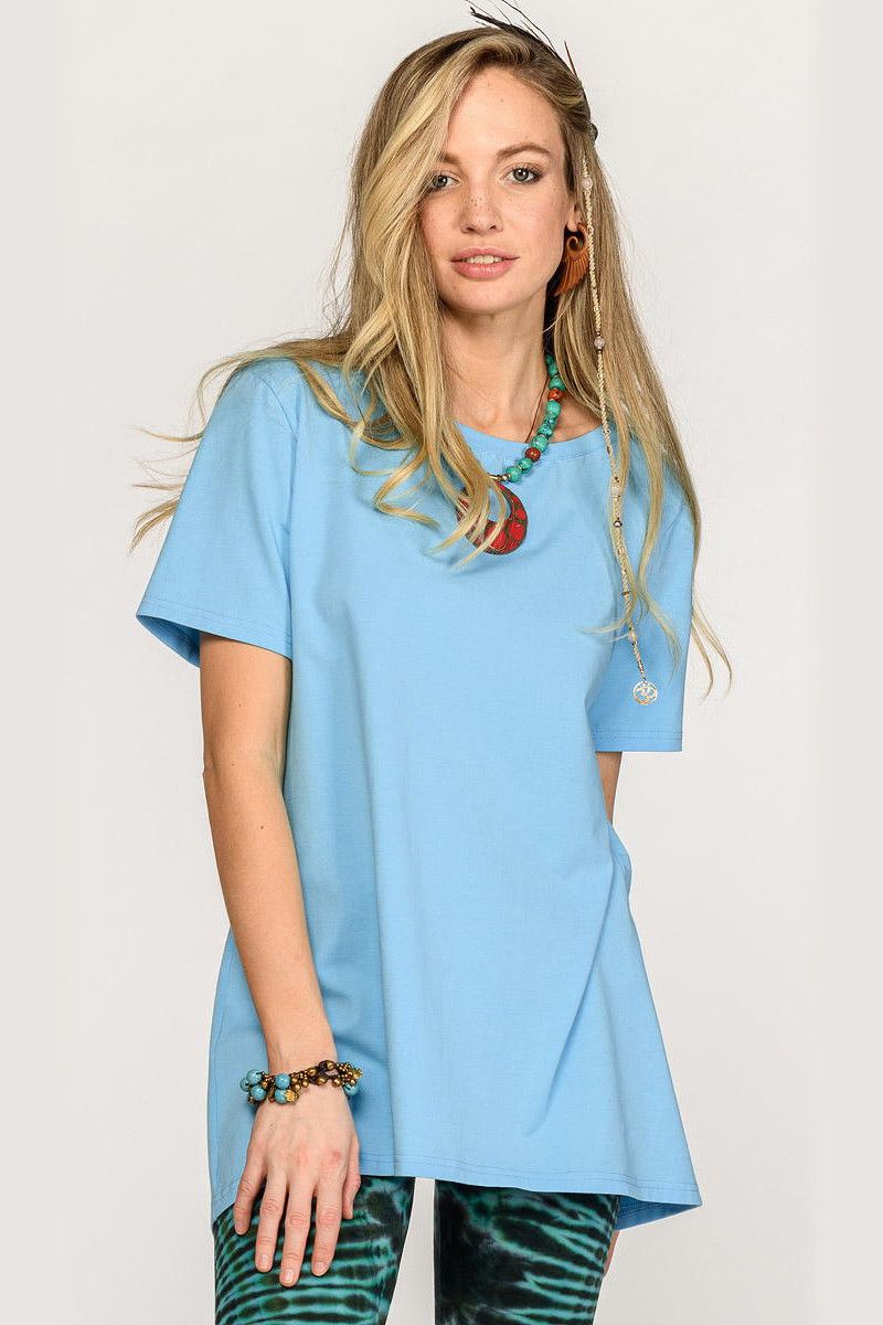 Голубая удлиненная футболка Кумкват